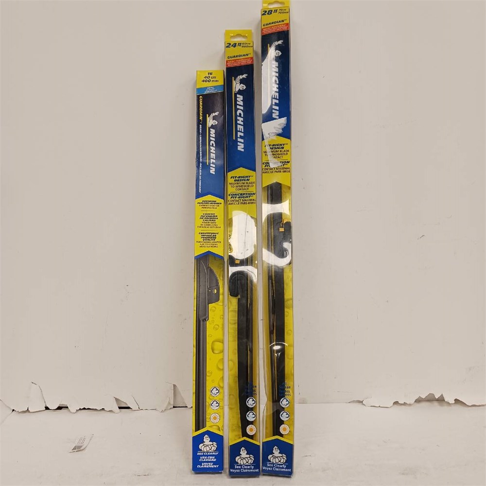 Events Viewbid Lot of 3 Mixed Size Michelin Wiper Blades, (SEE DESC)